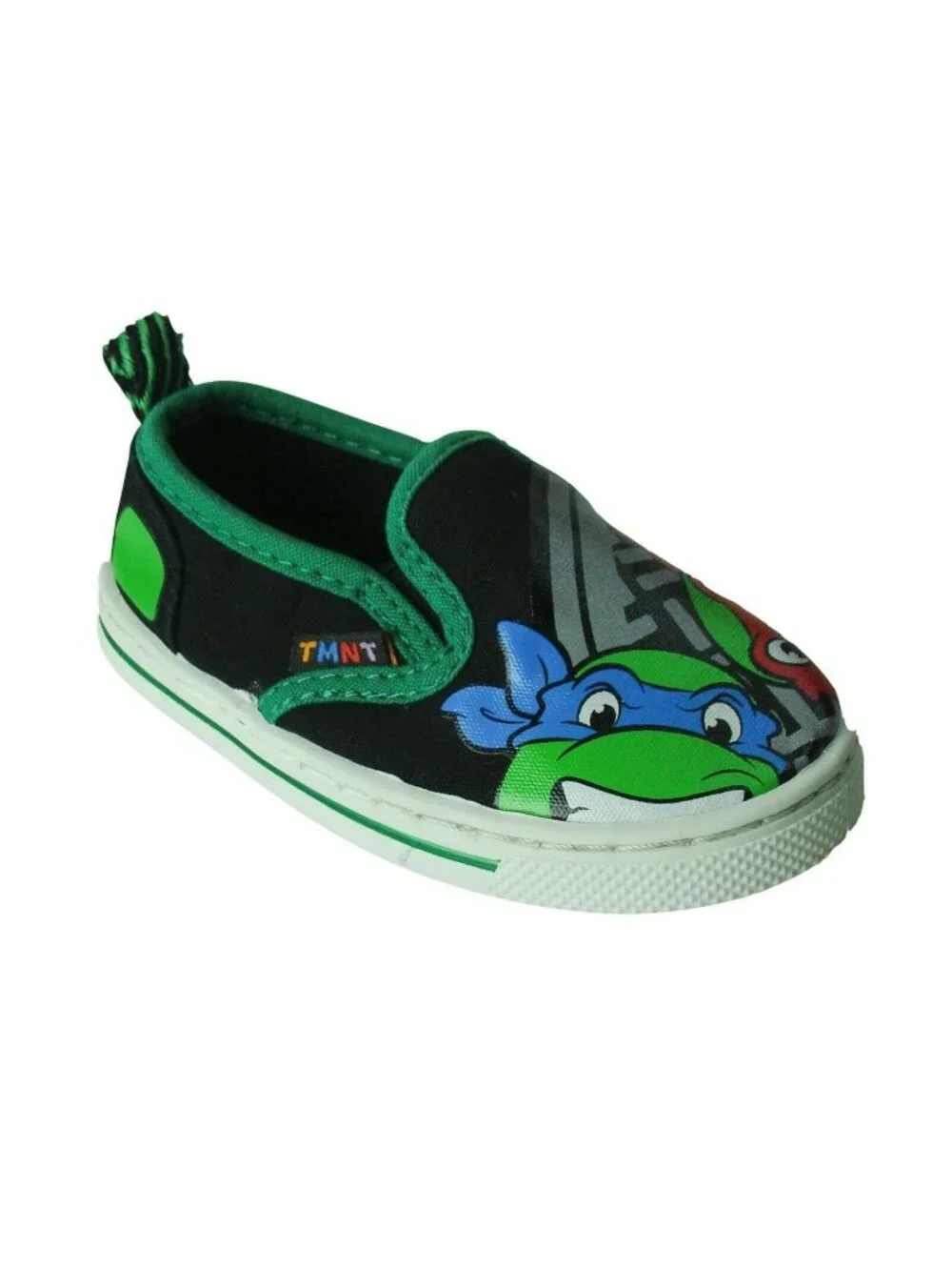 Teenage Mutant Ninja Turtles Kids Slip-On Shoes Size 5 Green & Black Canvas Casu
